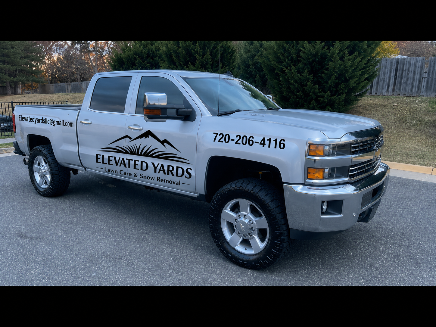 Elevated Yards lawn care and snow removal truck serving Denver Colorado